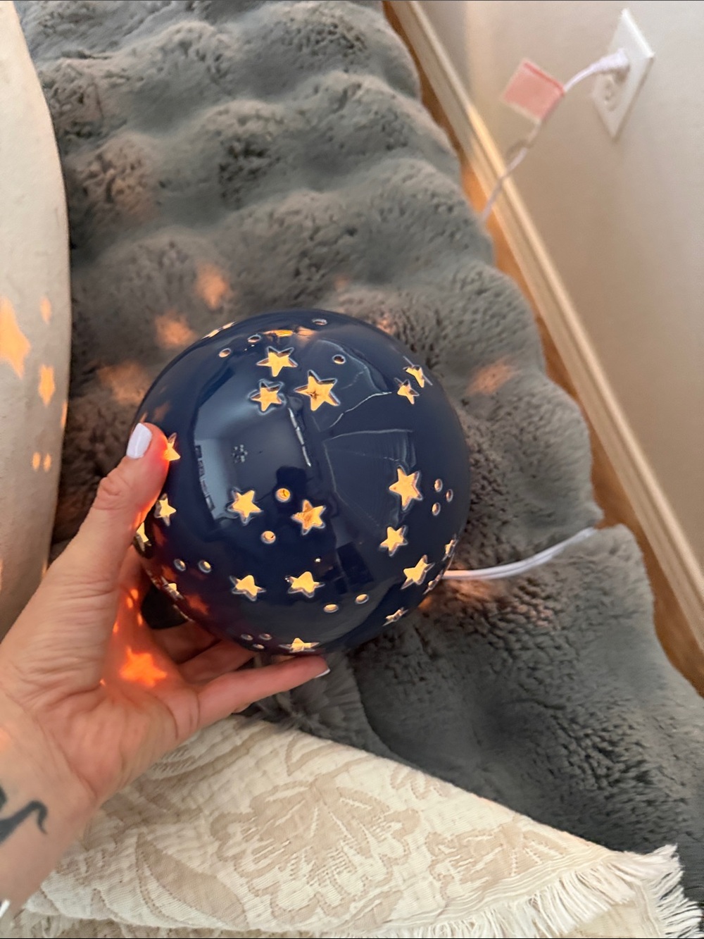 Pillowfort Navy Blue Star Night Light Globe